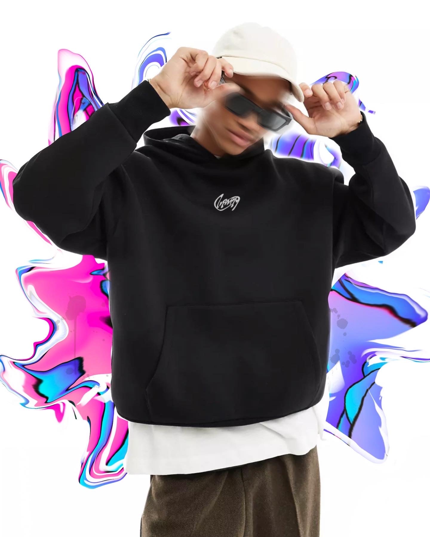 "ABSTRACT" (Pre-order) Black Boxy Hoodie